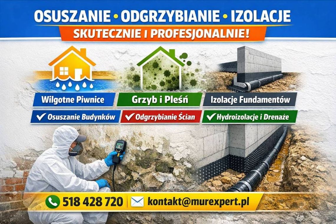 Grzyb na ścianach? Usuwamy wilgoć - osuszanie budynków Śląsk