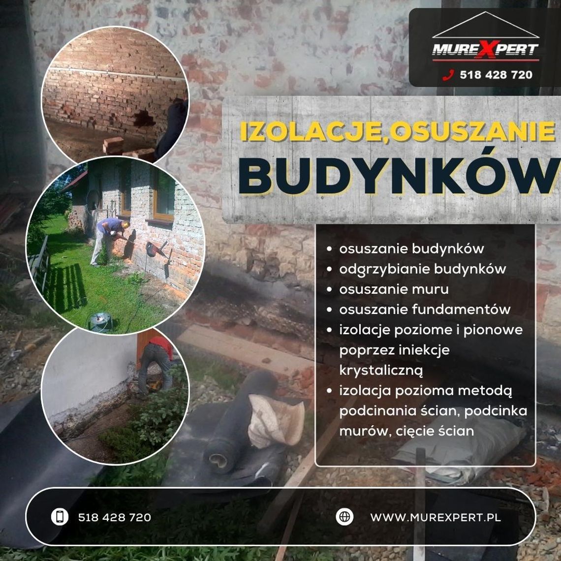 Osuszanie budynków, izolacje przeciwwilgociowe, drenaże opaskowe - Śląsk Osuszanie budynków, izolacje przeciwwilgociowe, drenaże opaskowe - Śląsk