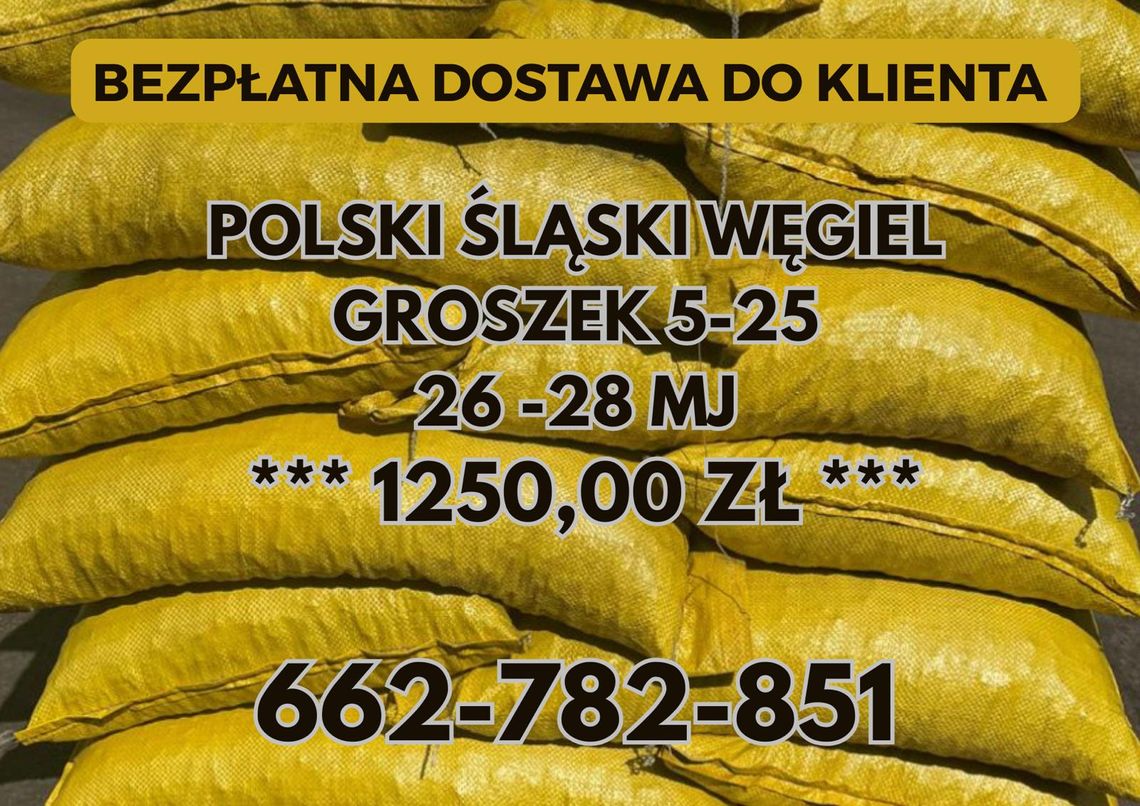 Polski węgiel transport GRATIS ! Jastrzębie Zdrój / GROSZEK 5-25, 26-28MJ całe Śląskie