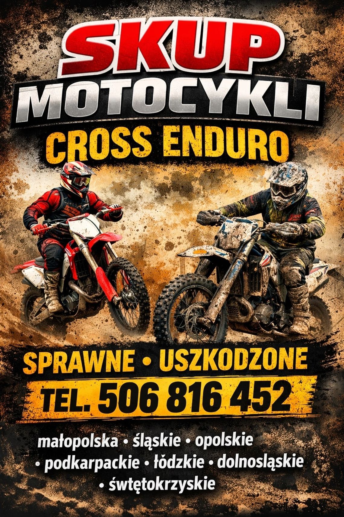 SKUP MOTOCYKLI CROSS CROSSÓW CROSSY ENDURO SPRAWNE I USZKODZONE